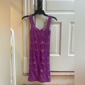 Free People Intimately Vibrant Purple Lace Mini Dress